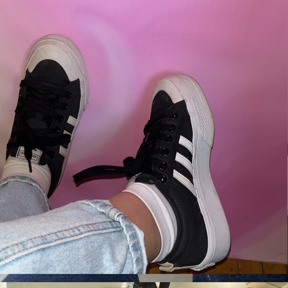 Adidas Nizza Platform Navy Velvet Sneakers - size 7.5 - Picture 2 of 14